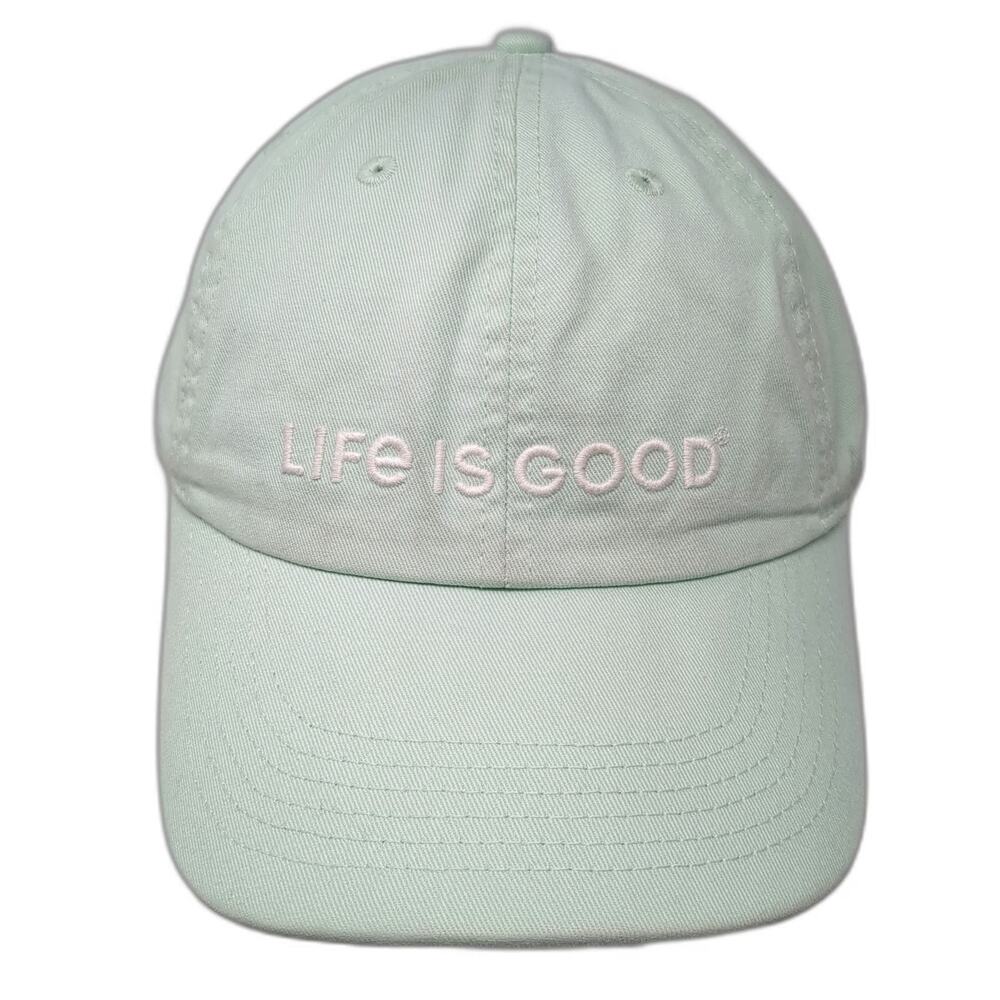 Life is Good Baseball Cap Green One Size Adjustable Cotton Slideback Hat Logo